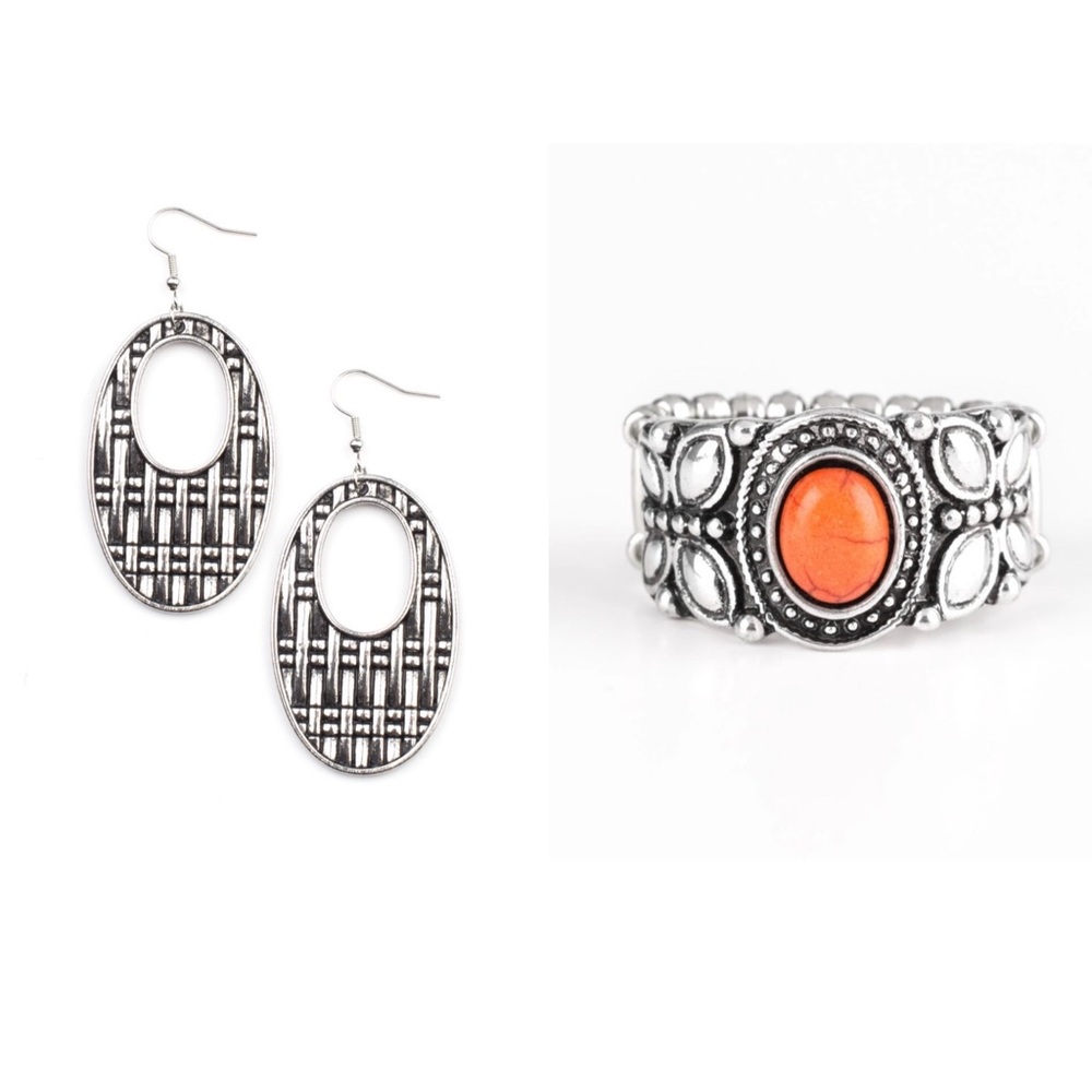 NEW - Silver and Orange Jewelry Set